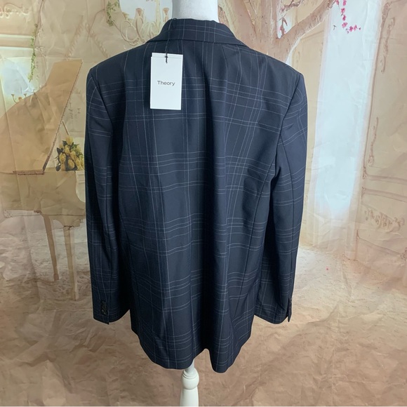 NEW THEORY Windowpane Navy Dover Tech Blazer - Picture 9 of 13